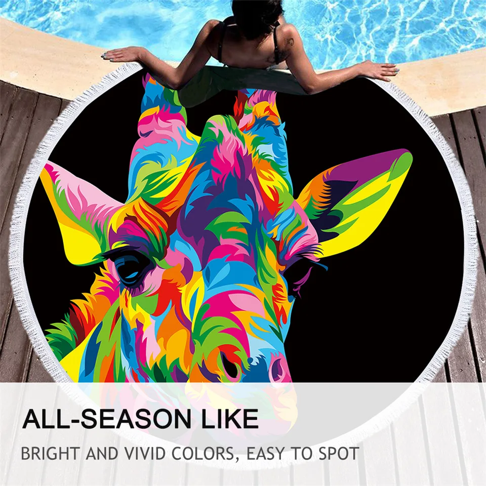 Пляжное полотенце Королевский Жираф от Weer круглое с леопардовым принтом слона