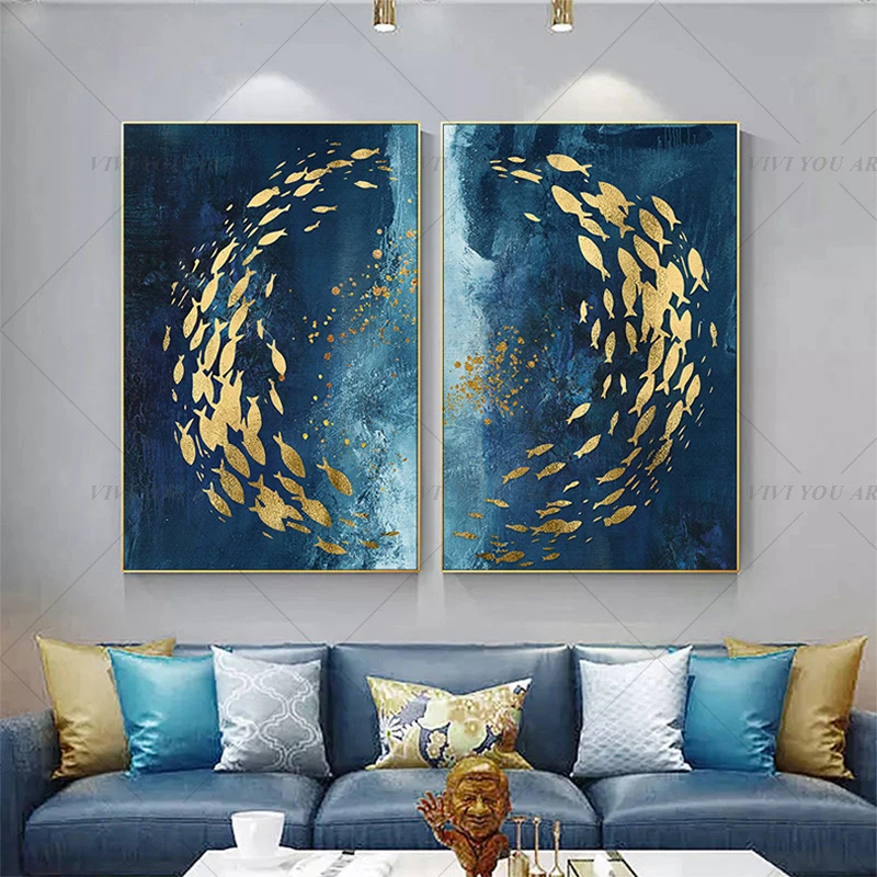100 Hand Painted Blue Gold Leaf Modern Abstract Oil Painting Handmade Fishes Paintings Home Decor For Living Room As Best Gift Art Pictures Picture For Living Roomwall Art Picture Aliexpress 100 Hand Painted Blue Gold Leaf Modern Abstract Oil Painting Handmade Fishes Paintings Home Decor For Living Room As Best Gift Art Pictures Picture For Living Roomwall Art Picture Aliexpress