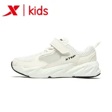 Xtep Comfortable Girls Casual Sport Velcro Sneakers Student Walking Shoes Children Light Weight Kids Mesh Sport 681214329268
