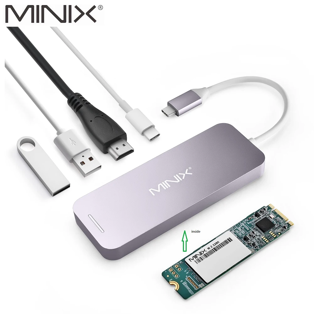 MINIX NEO C-S2 USB Hub USB-C multipuerto SSD almacenamiento tipo C Hub HDMI USB 30 120G/240G transf