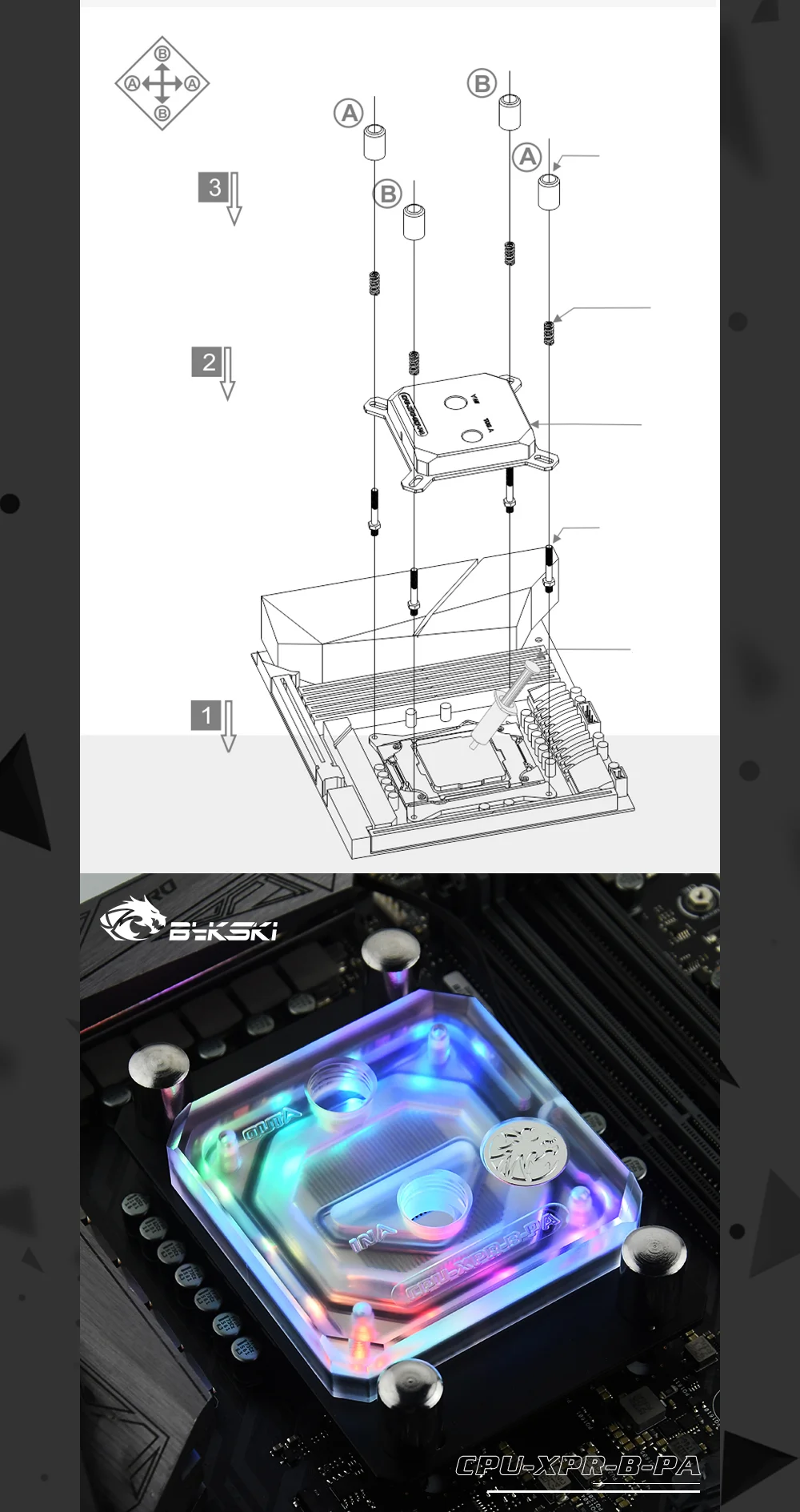 Bykski cpu-XPR-B-PA-V2-AM Матовый акриловый блок водяного охлаждения процессора для AM3/AM4 Ryzen3/5/7/ThreadRipper RGB(12v 4pin) RBW(5v 3pin