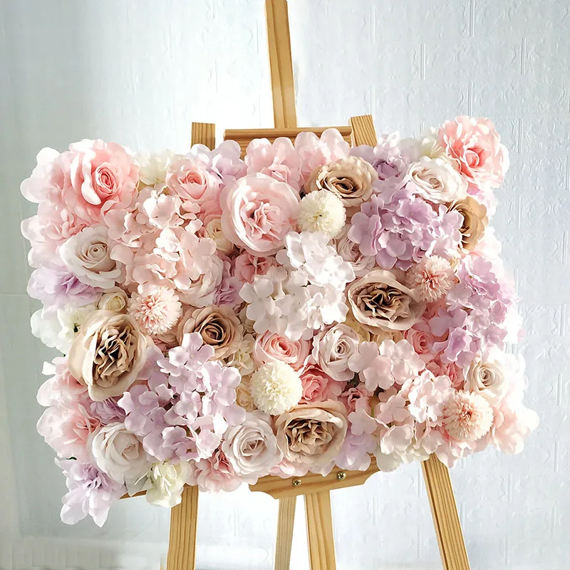 Removable Artificial Rose Flowers Wall Panel Wedding Backgroup Decor Photo Props 