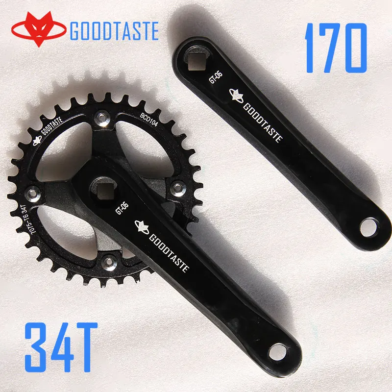 170 crank and 34T Goodtaste Fahrrad kurbel kettenblatt 104BCD MTB велосипед Kurbel алюминиевый Legierung Mit Boden Kurbel 170 platte rot 32T 34T 36T 38T - Цвет: 170 crank and 34T