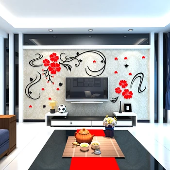 

Flower Vine Creative Acrylic 3d Wall Sticker Living Room Tv Background Wall Home Decor Sticker Diy Art Bedroom Wallsticker B