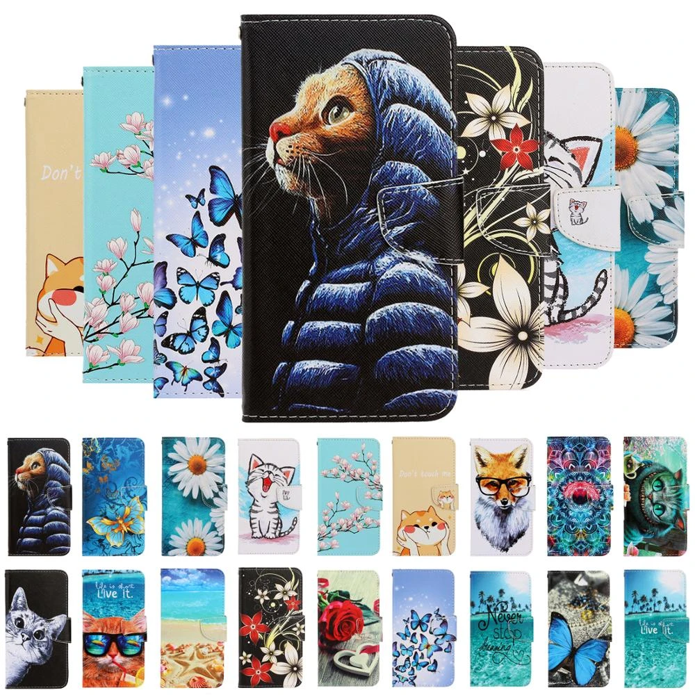 iphone 7 cardholder cases Cute Painted Wallet Flip Case For iPhone 11 Pro Max SE 2020 X XR XS Max 8 7 6 6S Plus Phone Cases Fundas Leather Stand Cover best iphone 8 case