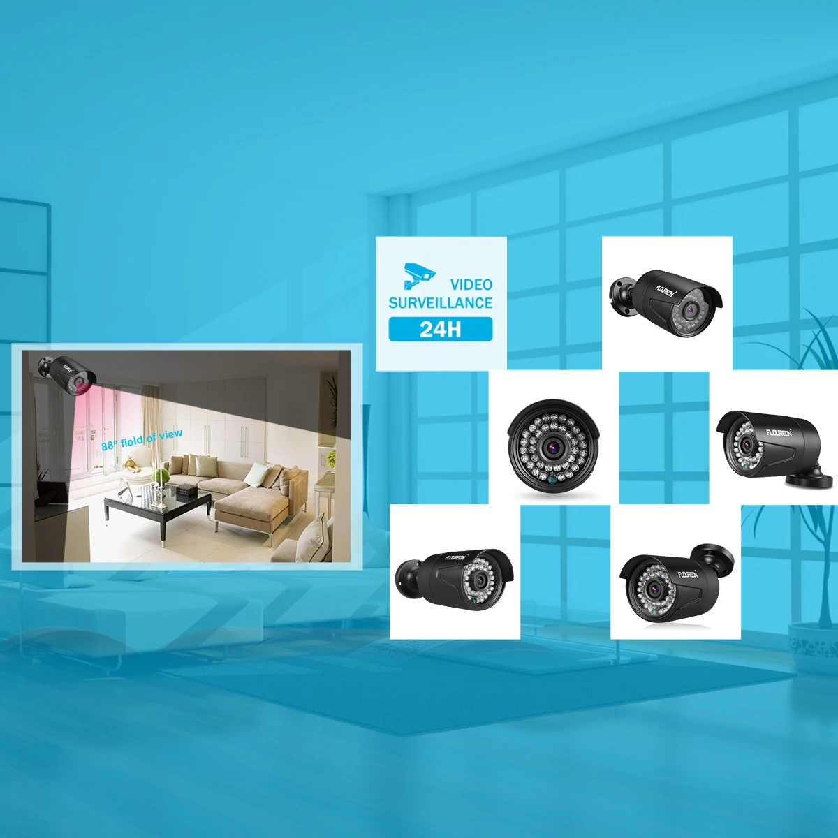 Floureon A6808MH ip-камера 1 X 8CH 1080P HD 1080N AHD DVR 4 X Открытый 3000TVL 1080P 2.0MP комплект камер безопасности для умного дома