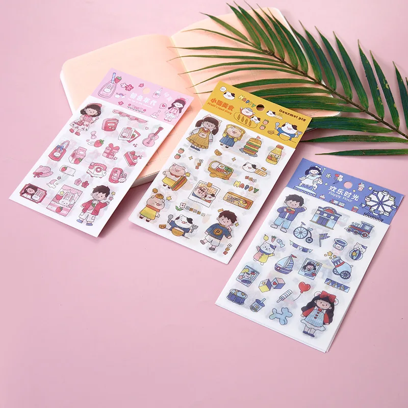 

Korean Creative Cute Girl Stickers Ins Hand Account Diy Cartoon Washi Planner Journal Stationery Child Kawaii Decor Japanese Tag