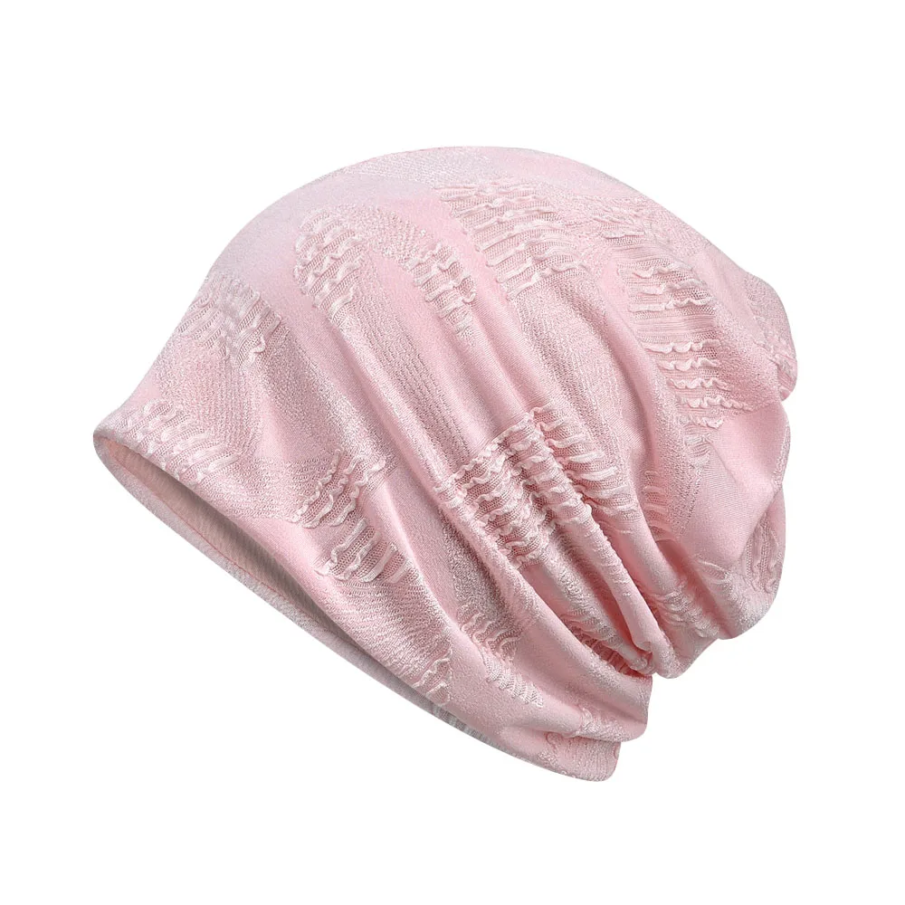 Pink Женская эластичная мягкая громоздкая шапочка, Женская Повседневная тонкая Удобная мешковатая шапка - Цвет: Pink