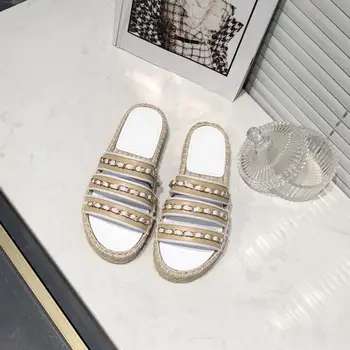 

New Summer Shoes Women Leisure Women Sandals Fashion New Flats Genuine Cow Leather Metal Decor Women Sandals Zapatos De Mujer