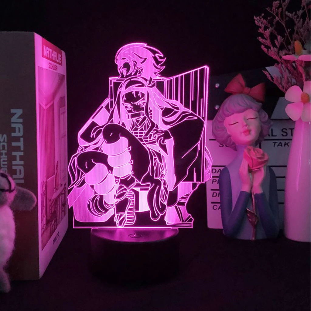 Demon Slayer Night Light Anime Led Lamp Kamado Tsuyuri Kanao Shinobu Tanjirou Decor Base And Acrylic Board Are Sold Separately night lamp for bedroom