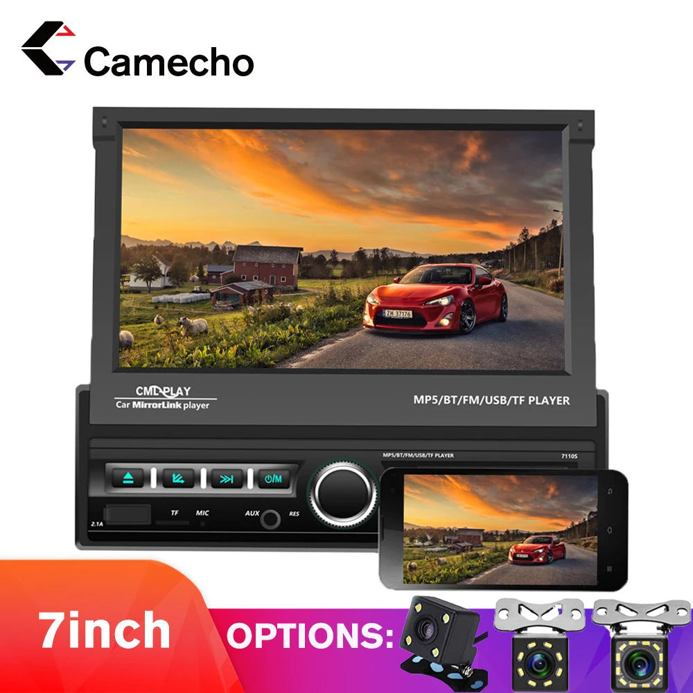 Автомагнитолы Camecho один Din 7 дюймов Android зеркальная связь HD MP5 мультимедийный плеер