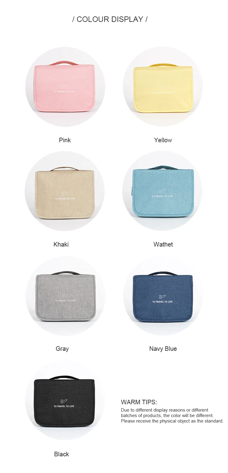 Travel Cosmetic Bag Ladies Zipper Cosmetic Bag Large-Capacity Storage Box Handbag Storage Bag Wall-Mounted Storage Wash Bath Bag