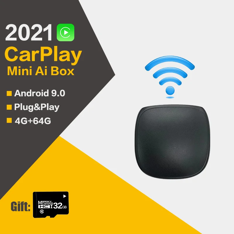 2.0 беспроводной автомобильный мультимедийный плеер Carplay Ai Box Android 9 0 4 + 64 ГБ для Benz