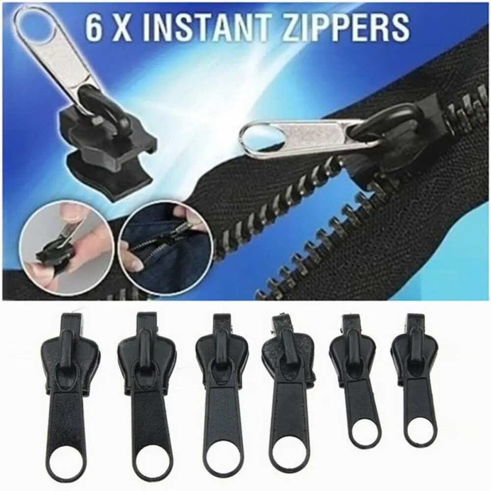 

6 PCS/Set Universal Instant Fix Zipper Repair Kit Replacement Zip Slider Teeth Rescue New Design Zippers For Sewing Clothes