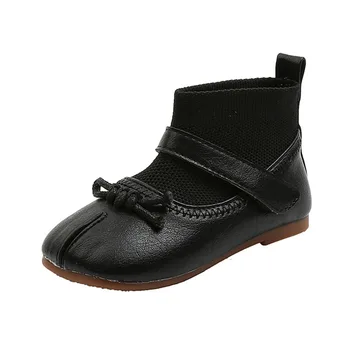 

Autumn Kids Girls Breathable Mesh Patchwork Ankle Boots Shoes Children Hook & Loop Flat High Shoes Size 21-30