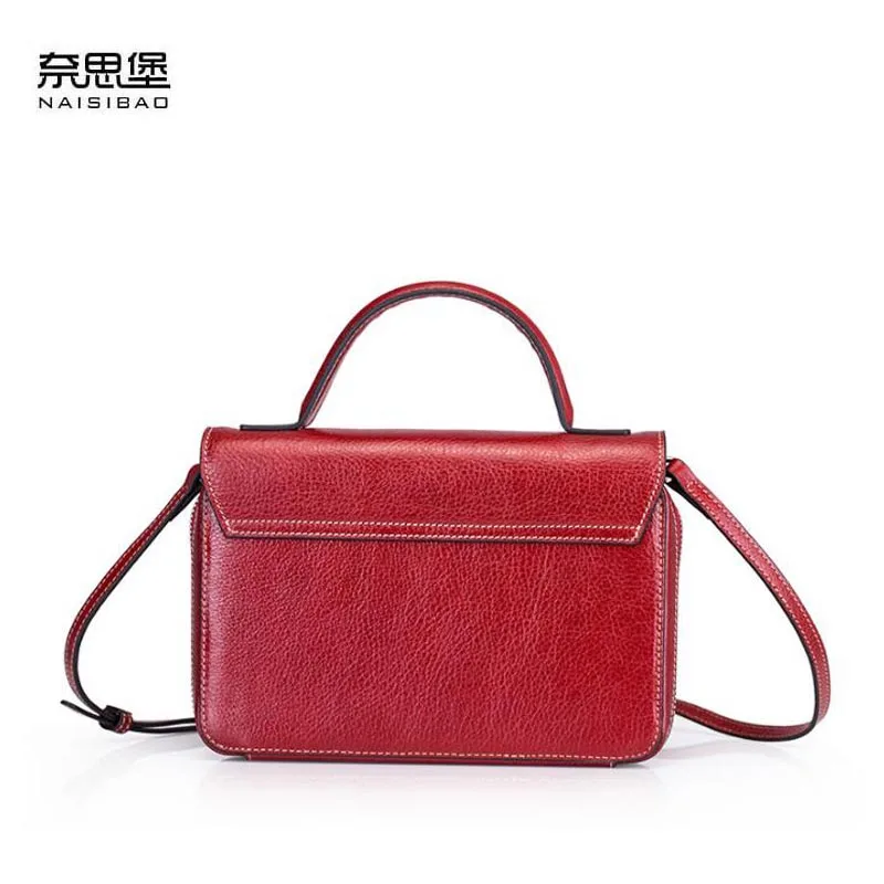 NAiSIBAO New Cowhide women Genuine Leather bag Embossed fashion luxury handbags women bag designer tote women shoulder bag