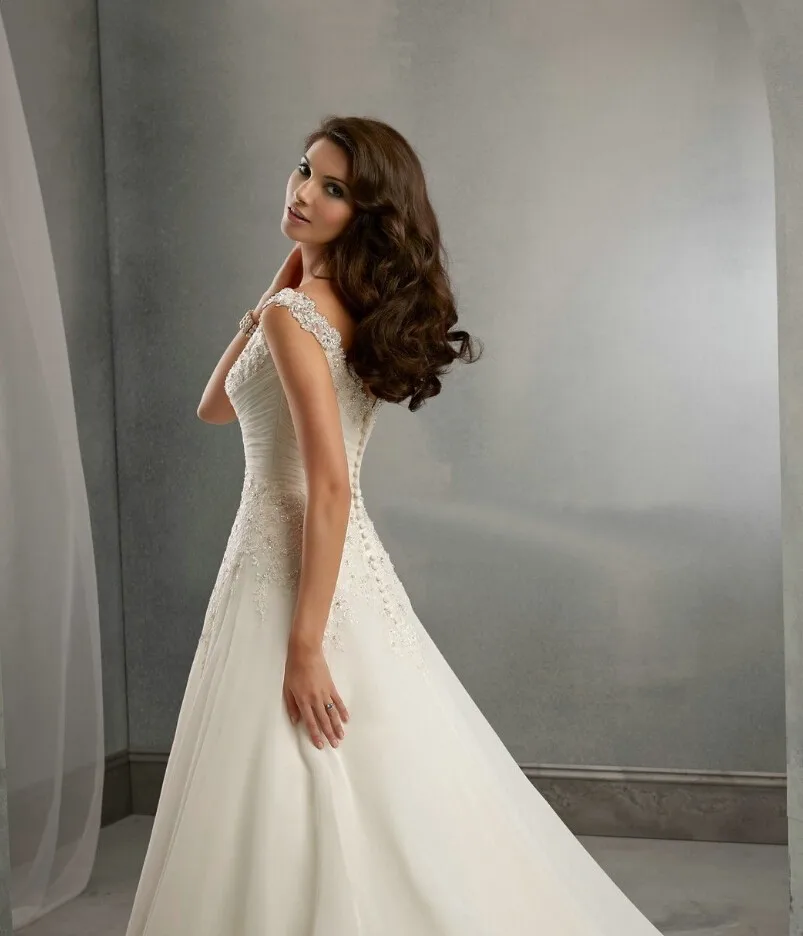 Горячий дизайн Casamento A-Line cap без рукавов robe De Mariage длинный Кружевной Белый/слоновой кости свадебные платья размера плюс клиента