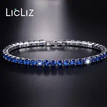LicLiz Мода Королевский Синий Циркон Хрустальный Теннисный браслет для женщин синий кристалл белый Золотой коробка цветная цепочка Ювелирные изделия LUB0097C
