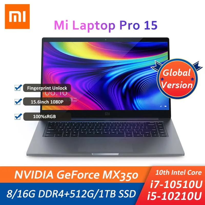 Ноутбук Xiaomi Mi Laptop 15 Pro 6-дюймовый ноутбук MX350 10 Intel Core i7-10510U 16 ГБ + ТБ/Φ 8 6 на Windows |