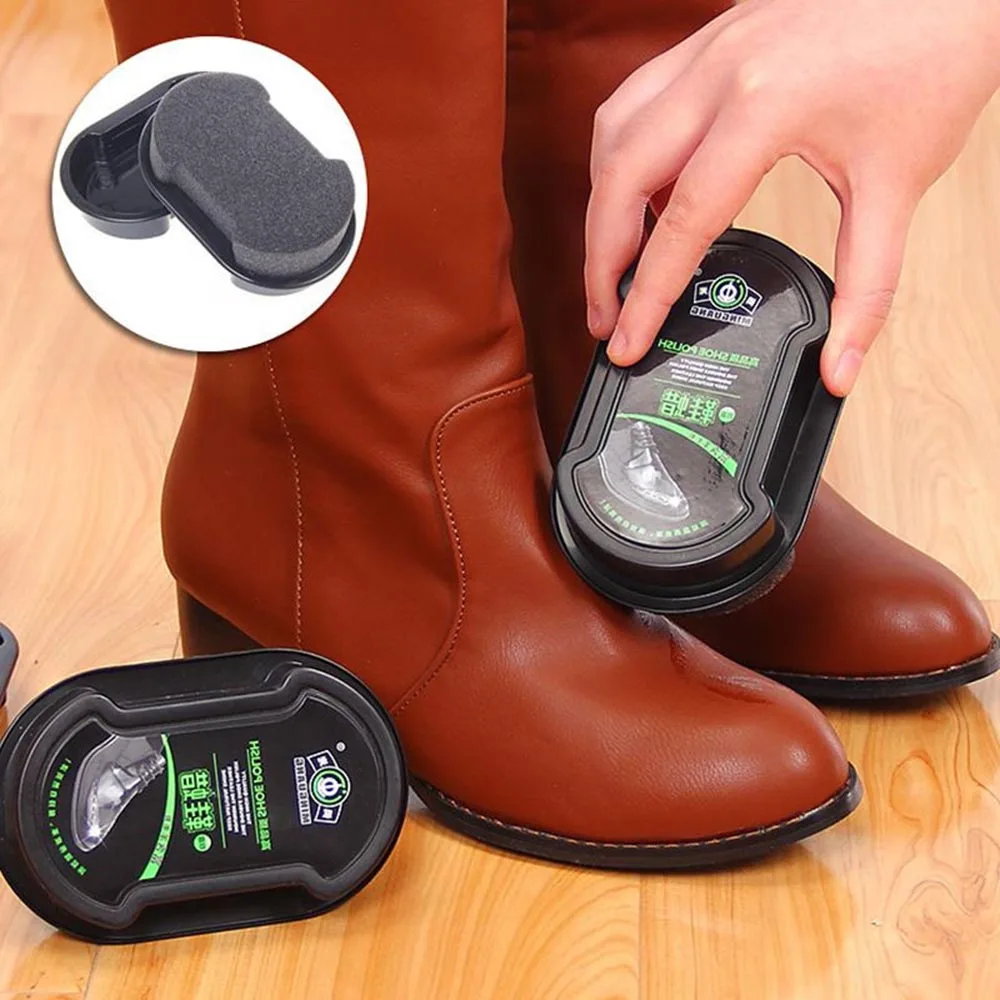Multi-functional Double-faced Shoe Polish Colorless Light Shoes Rub Leather Cleaner Shoes Brush Care Oil Sponge Transparent Wax 5