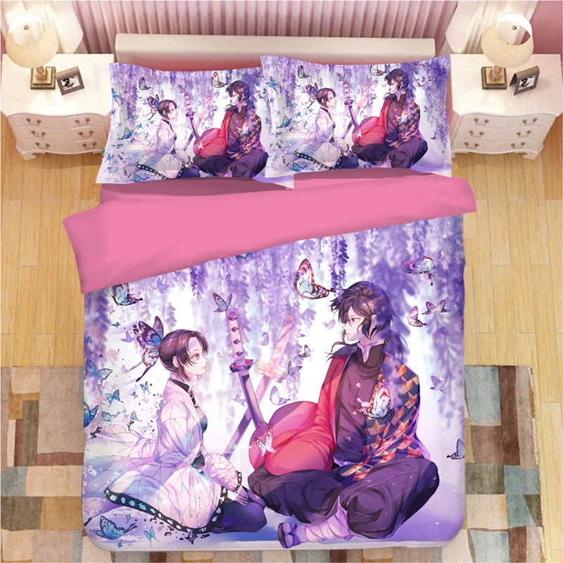 3D Аниме демон убийца Kimetsu No Yaiba постельное белье мультфильм пододеяльники наволочки дети аниме одеяло комплекты постельного белья