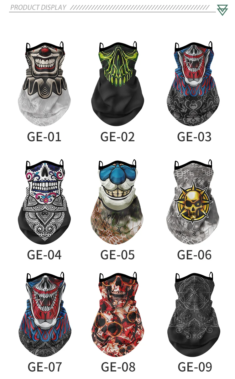 3D Skull Balaclava Bandana Scarf Hanging Ear Cover Scarf Breathable Windproof Multifunctional Outdoor Cycling Sports Headscarf