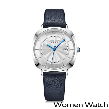 Юлий старинные женские часы модные водонепроницаемые часы с календарем Мужские кварцевые наручные часы женские и мужские парные часы - Цвет: blue watch women