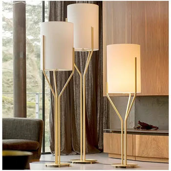 

Direct selling simple personality model room lighting living room bedroom villa LED creative golden trident floor lamp LB01029