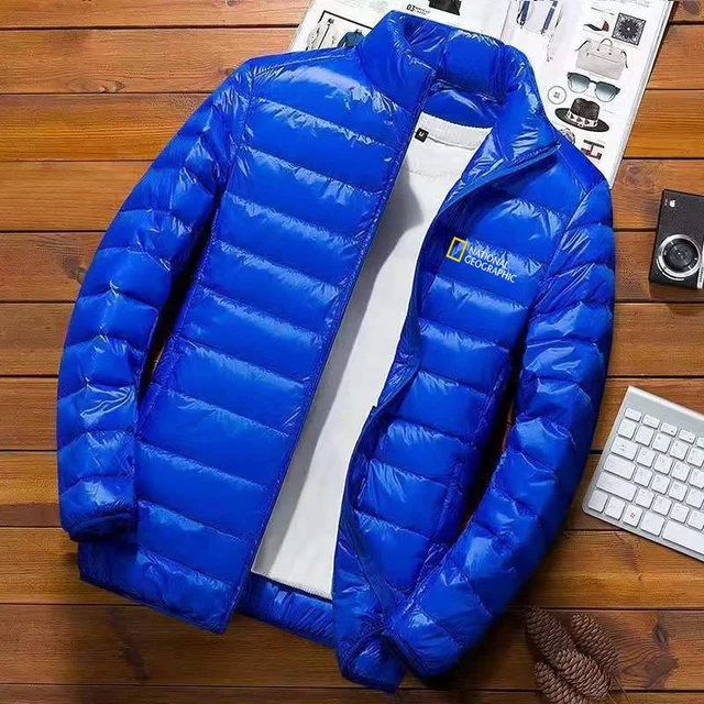 sports jacket 2022 New National Geographic Magazine Outdoor Adventure Winter Warm Men's Jacket Jacket Casual Stand Collar Parka mens puffer jacket