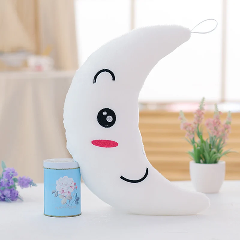 white Moon Luminous Pillow Soft Stuffed Plush Glowing Colorful Stars Cushion Led Light Gift For Kids Children Girls glow in the dark toy - Цвет: white Moon