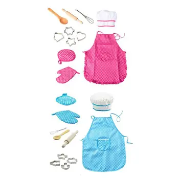 

11 Pcs/Set Kids Dress Up Chef Play Set Children Pretend Role-play Cooking Toy Kids Cooking Playset with Kids Apron