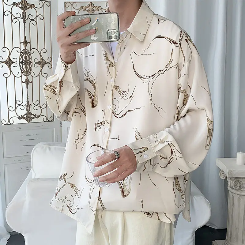 もっとお得 メンズ長袖シャツ 春と夏 薄手の花柄 カジュアル 韓国ファッション ストリートウェア シャツ 直販値下 Medtech Tinderpoint Com