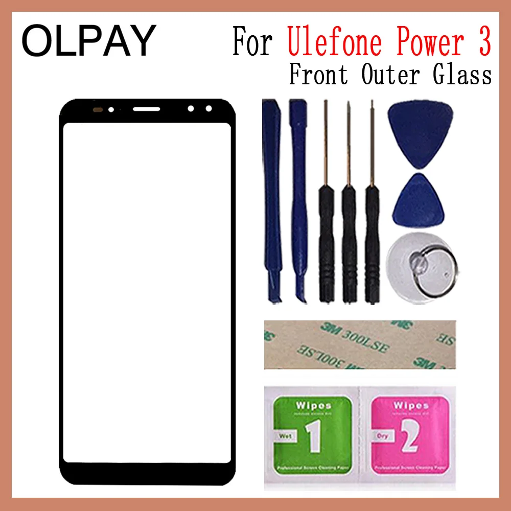 Power 3 With Tools Панель телефона, переднее внешнее стекло 6,0 дюйма для Ulefone power 3 5, сенсорный экран, верхняя замена, внешнее стекло для ЖК-объектива - Цвет: Power 3 With Tools