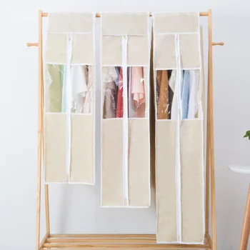 

1 Piece Solid Hanging Clothes Organizer Zipper Dust Cover For Dress Garment Dust Proof Bag Household Cloest Hanger Organizer