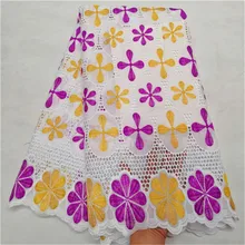 Африканская Хлопковая сухая кружевная ткань высокого качества ткань из Дубая швейцарская вуаль кружева с камнями последняя африканская Кружевная Ткань 5 ярдов