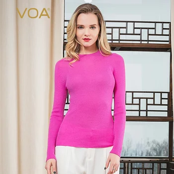 

VOA pure cashmere seamless 16 needles 60 worsted semi-high collar long sleeve high elastic multicolor bottoming shirt RLB80-1
