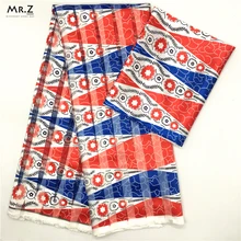 Mr. Z органза шелк воск африканская ткань полоса лента мягкий материал Горячая нигерийский шелк воск атласные ткани 4+ 2 ярдов/комплект