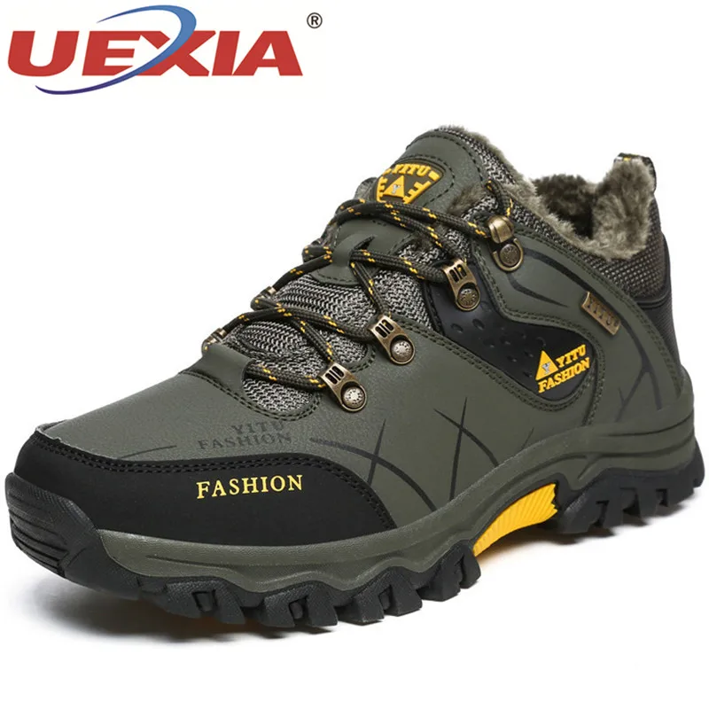 UEIXA Men Winter Boots Fur Warm Snow Boots Men Shoes Adult Casual Outdoor Sneakers Unisex Sneakers Ankle Boot Rubber Men Boot 47