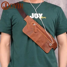 Joyir из натуральной кожи Для мужчин поясная сумка Винтаж молния поясные сумки ремень чехол для телефона чехол для наушников отверстие для путешествий Для мужчин через плечо сумка