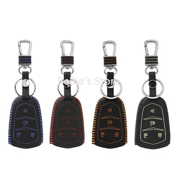 

High quality Genuine Leather Remote Control Car Key Case wallet Bag Cover For Cadillac ATS-L