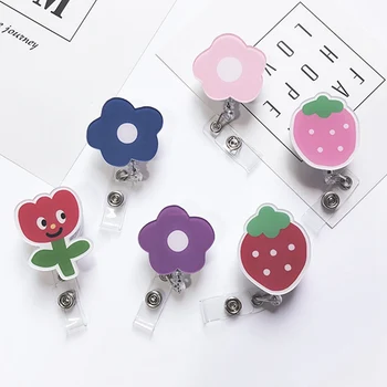

1PC Mini Colorful Cartoon Retractable Badge Reel Lanyard ID Name Card Badge Holder Clip Student Nurse Badge Holder School Supply