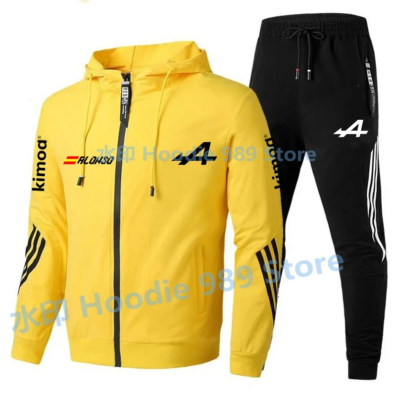 2022Spring Formula One Racer Alonso F1 Alpine team Racing Fans zipper hoodies tracksuit men's sets clothes+trousers Sweatshirt mens sweatsuits sets Men's Sets