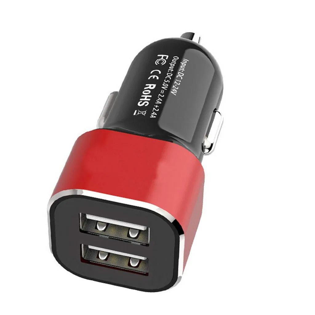 Автомобильное зарядное устройство Новое двойное USB 4.8A выходное металлическое зарядное устройство для автомобиля для IPhone