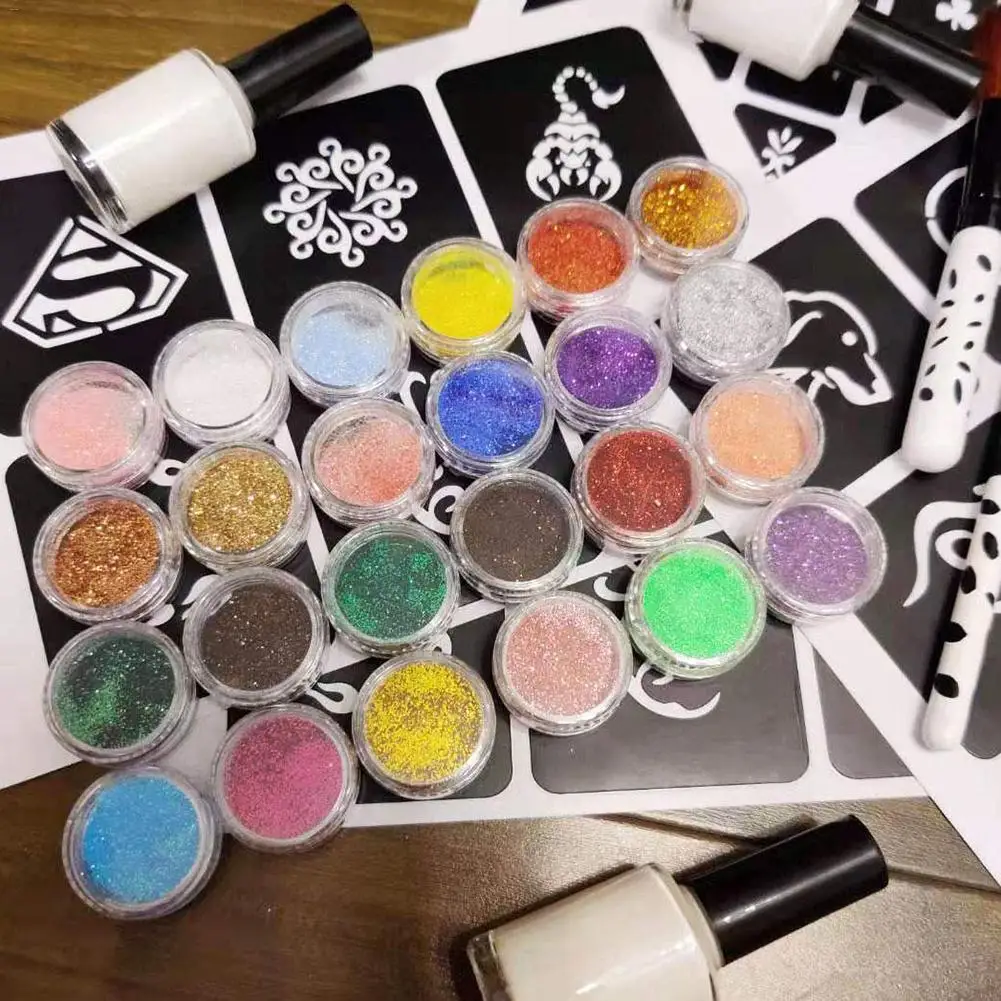 Diamond Glitter Tattoo Set Semi-permanent Simple Tattoo Template Send Template Set Body Painting Art For Kids Teenagers Adult