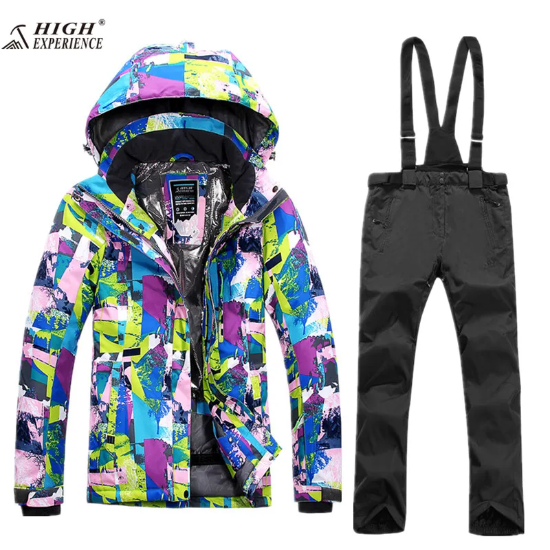 black set Горнолыжный костюм женскийлыжный костюм лыжный костюм женский зимний костюм женский сноуборд горнолыжный костюм лыжи костюм спортивный женский брючный костюм женский костюм зимний женский зимний костюм горные лыжилыжны - Цвет: black set