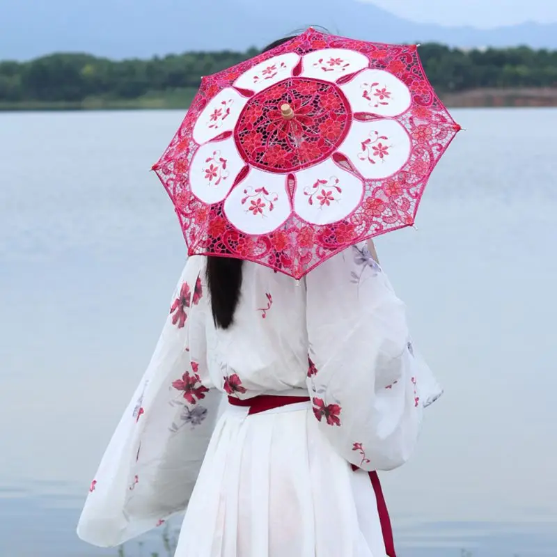 

Mini Bamboo Cloth Dancing Umbrella Chinese Craft Cosplay Props Umbrella Wood Handle Wedding Home Decoration Small Children Gift