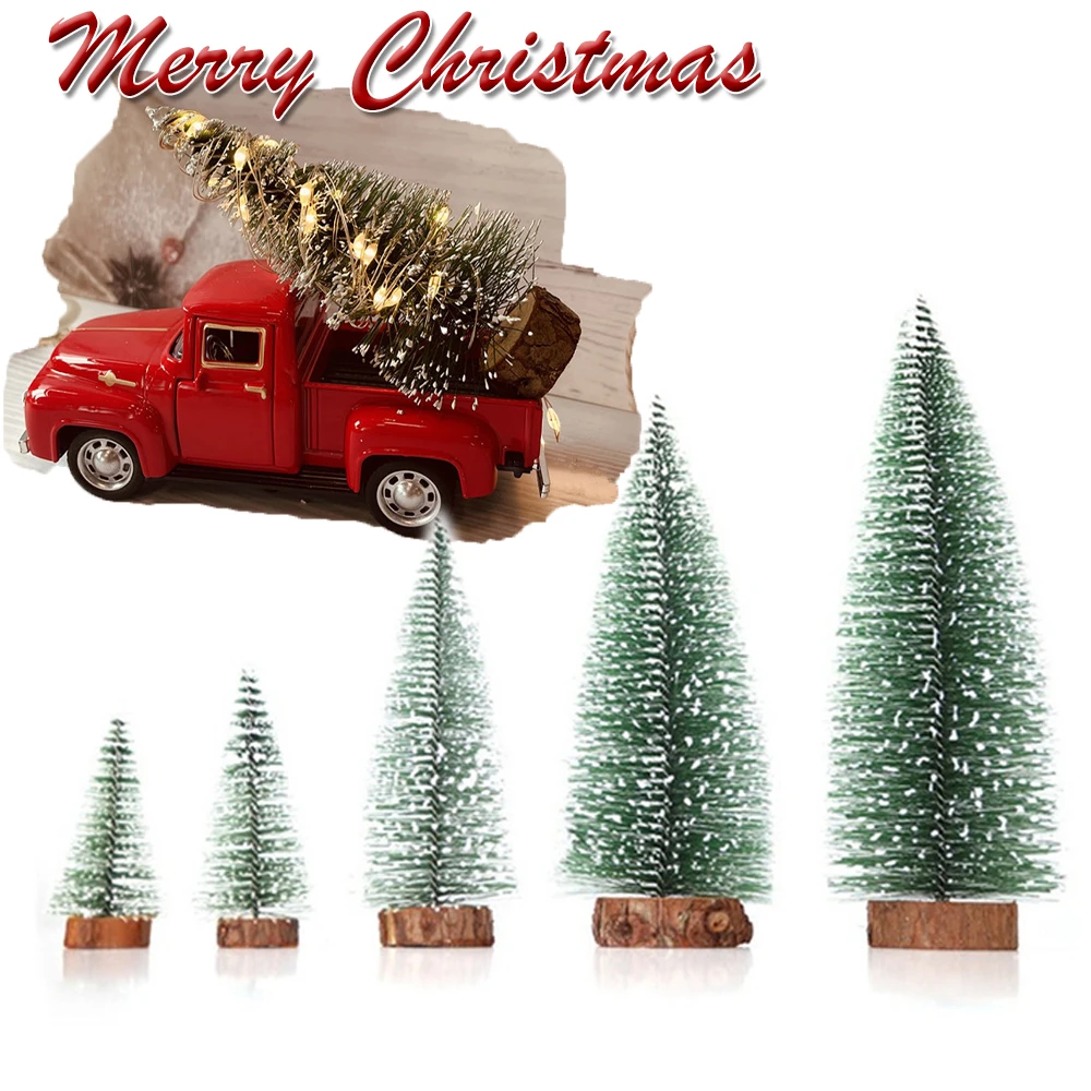 1Pc Mini Christmas Tree Small Choinka Wooden Snow Pine Base Tree Desktop Table Ornaments Navidad Xmas Decor New Year 2022 Natal - Aliexpress Home & Garden
