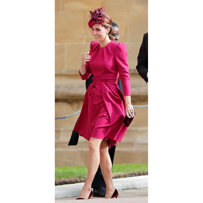 

Princess Kate Middleton Dress 2019 Woman Dress O-Neck Wrist Sleeve Elegant Dresses Work Wear Clothes NP0785J
