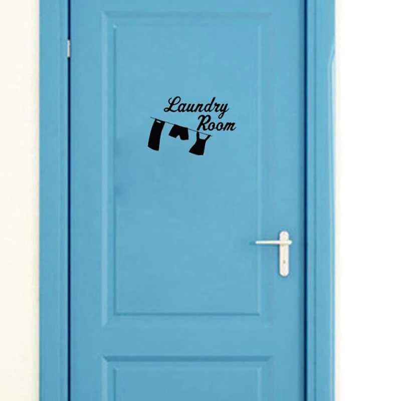 Creative Artistic Wall Sticker Laundry Room Cute Clothes Hang Decor Vinyl Door Funny Home Decoration | Дом и сад