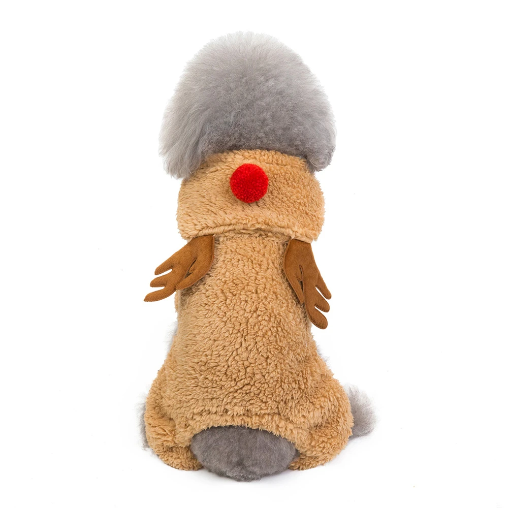 

Dogs Clothes Thicken Christmas Deer Shape Plush Coat For Small Medium Pet Dogs Wear Winter Coats Puppy Pets Dogs Cotton Costume